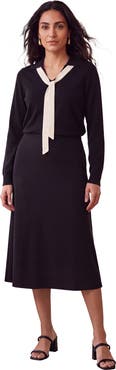 Jessica London Pullover Tie Collar Sweater