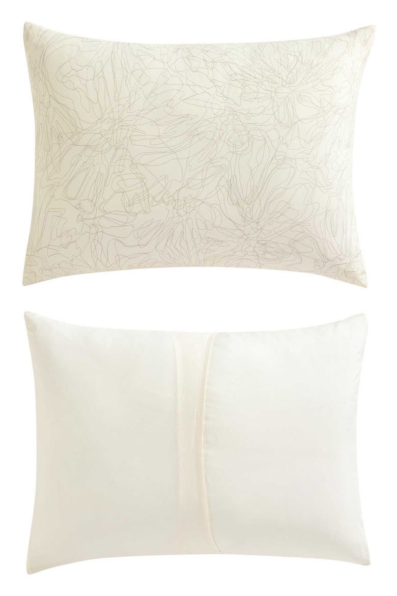 Linear Floral 3-Piece Duvet Cover Set, Alternate, color, OFF WHITE/ SAND BEIGE