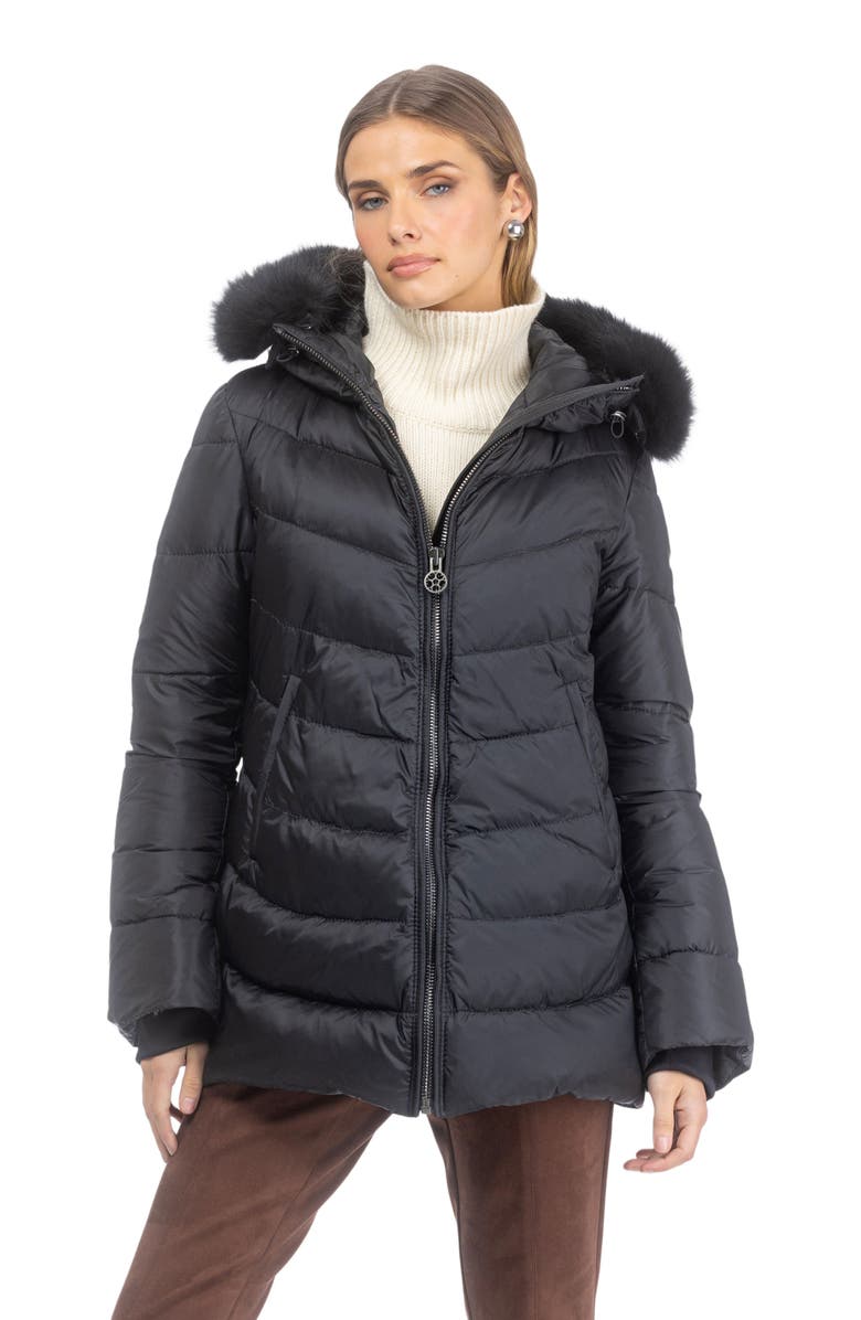 GORSKI Apres-Ski Jacket With Detachable Hood Trim, Alternate, color, Black/Black