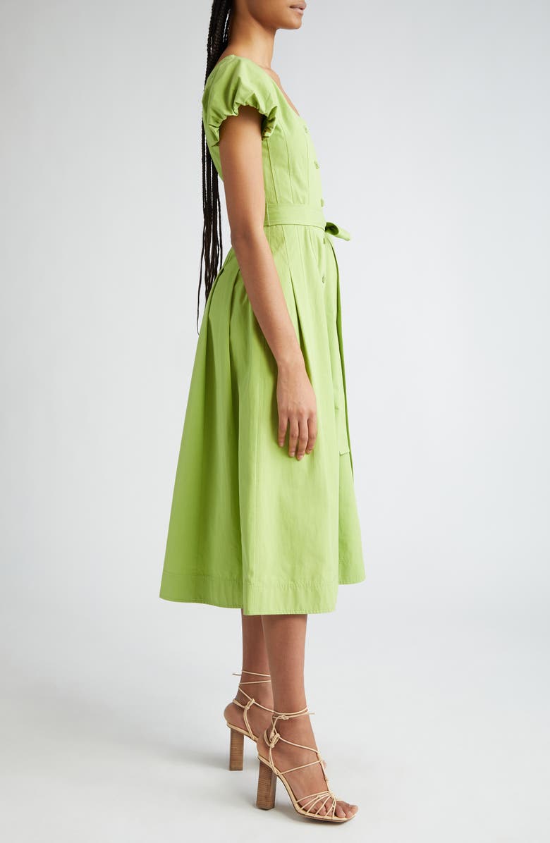 Ulla Johnson Rhea Tie Waist Puff Sleeve Midi Dress, Alternate, color, 