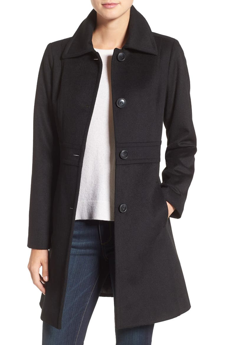 Wool Blend Walking Coat, Main, color, BLACK