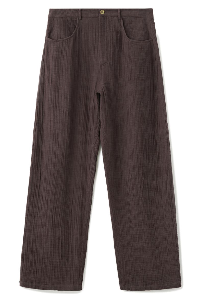 Crinkled Cotton Balloon Pants, Alternate, color, CHOCOLATE
