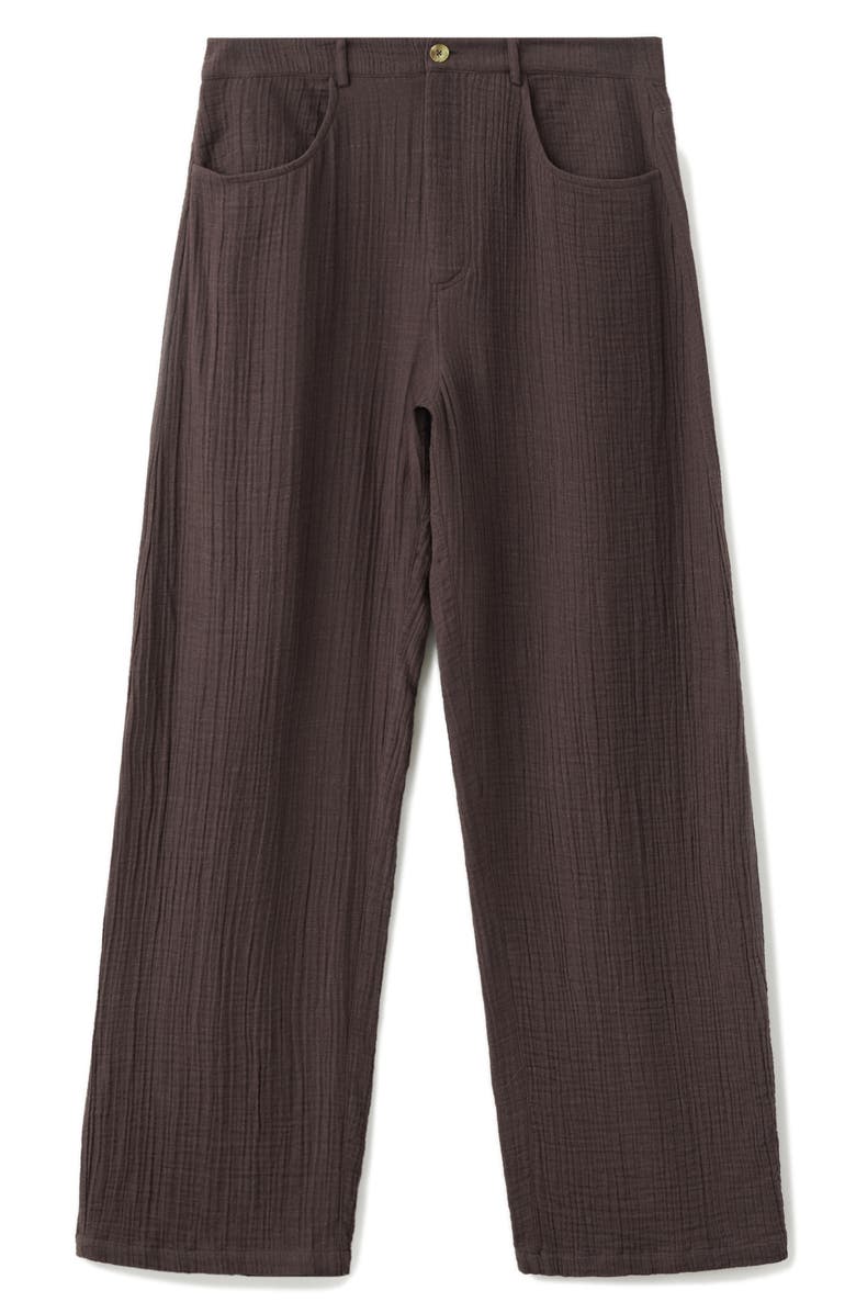 MANGO Crinkled Cotton Balloon Pants, Alternate, color, Chocolate