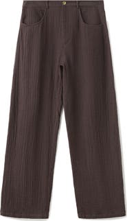 MANGO Crinkled Cotton Balloon Pants