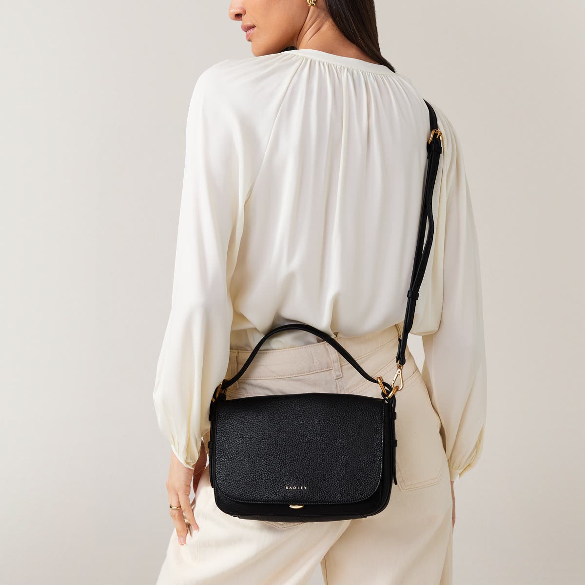 Radley Grafton Street Small Flapover Crossbody Bag, Alternate, color, Black