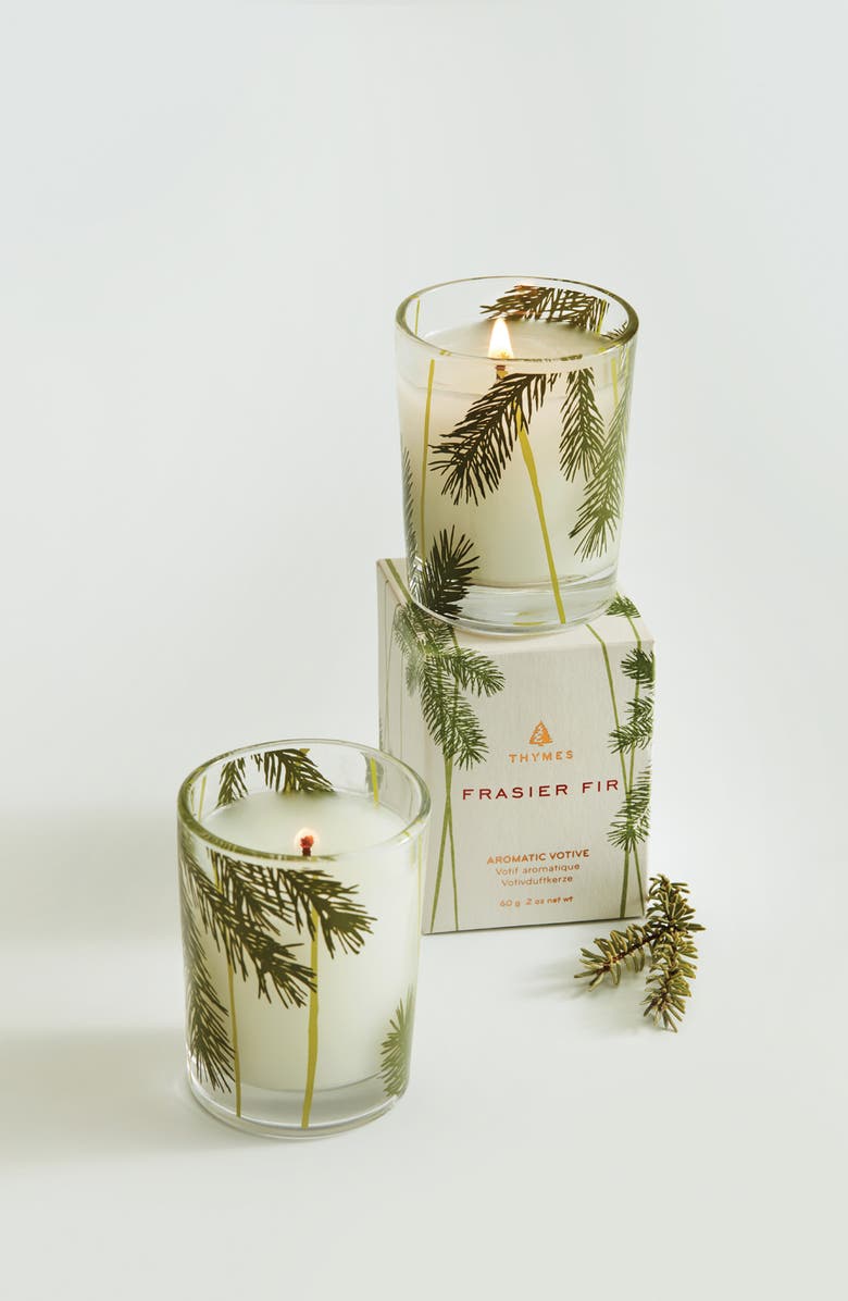 Thymes Frasier Fir Pine Needle Votive Candle, Alternate, color, Green/Clear