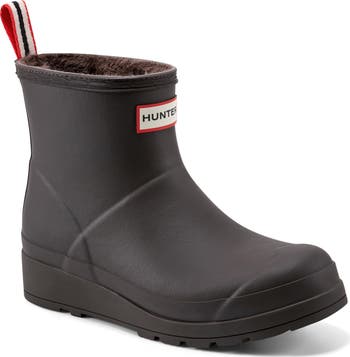 Hunter Play Short Faux Shearling Lined Waterproof Rain Boot (Women