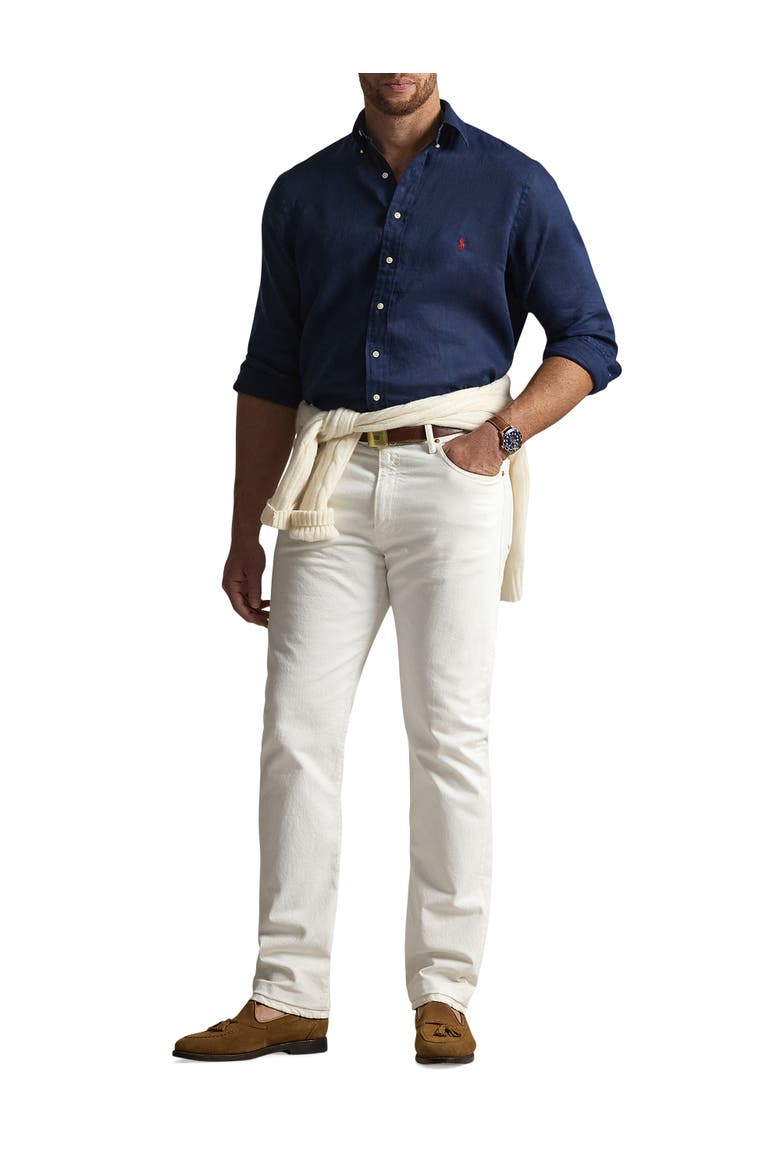 Big & Tall Linen Sport Shirt V2, Alternate, color, NEWPORT NAVY