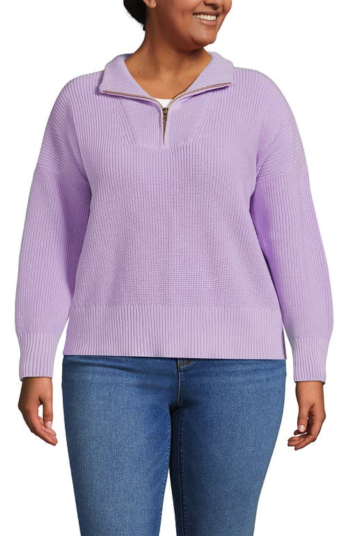 Lands' End Plus Size Drifter Shaker Wedge Quarter Zip Sweater In Purple