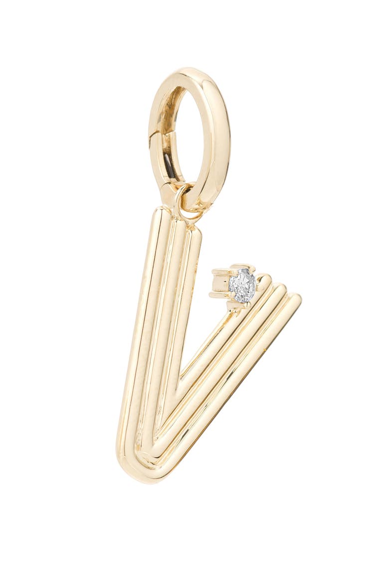 Groovy Initial Diamond Pendant Charm, Alternate, color, YELLOW GOLD - V