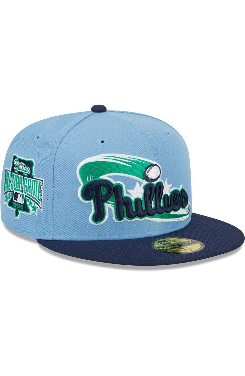 New Era Men's New Era Light Blue/Navy Philadelphia Phillies Green Undervisor 59FIFTY Fitted Hat, Main, color, 