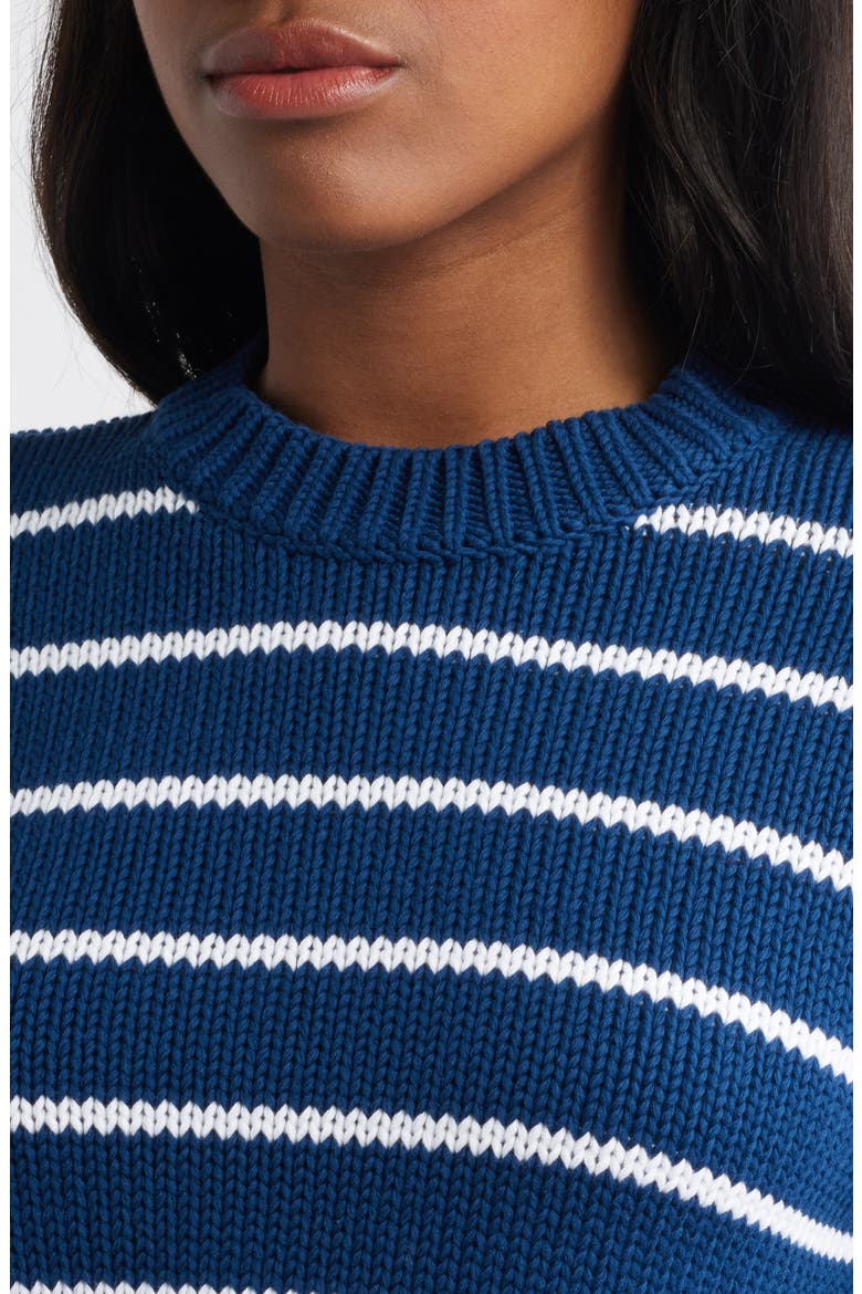 Stripe Relaxed Cotton Sweater, Alternate, color, INK AND WHITE STRIPE
