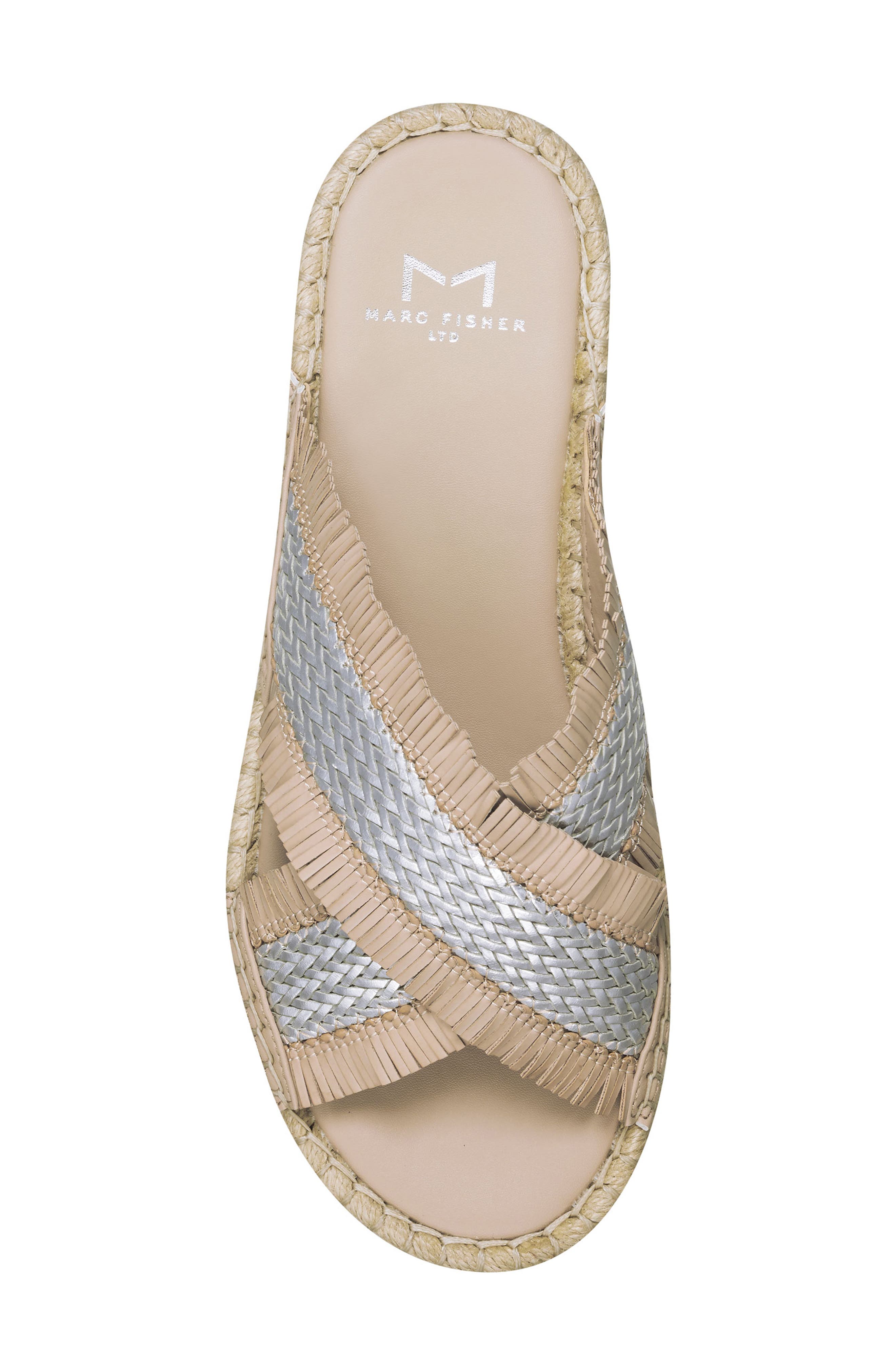 Tessi Slide Sandal, Alternate, color, SILVER/ LIGHT LATTE FABRIC