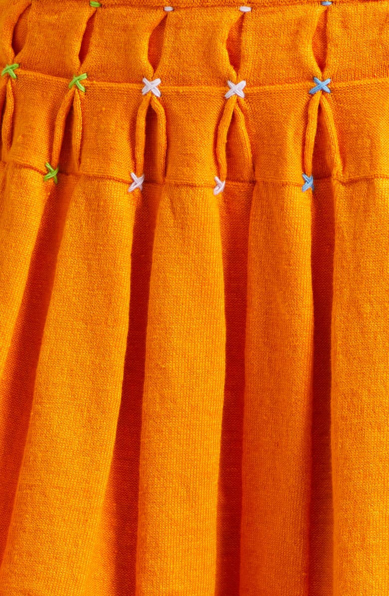 YanYan Embroidered Pleated Linen Blend Miniskirt, Alternate, color, Orange
