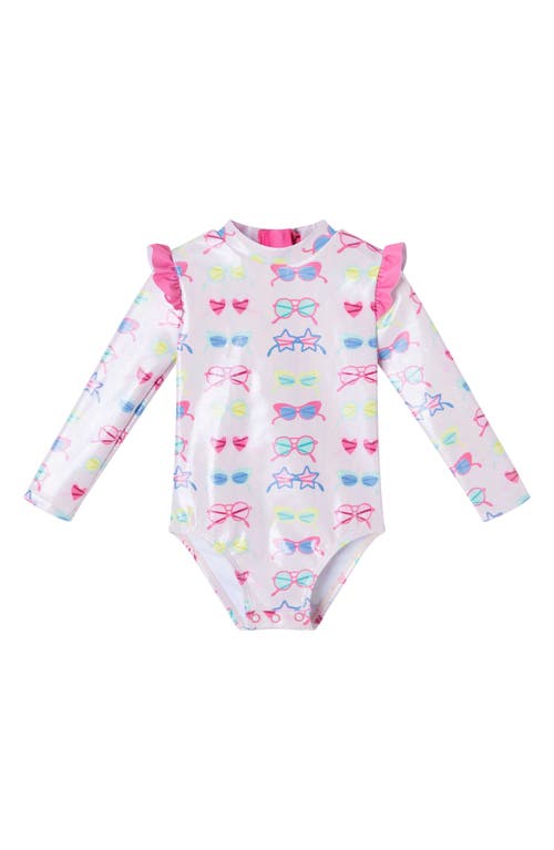ANDY & EVAN ANDY & EVAN LONG SLEEVE ONE-PIECE RASHGUARD SWIMSUIT & BUCKET HAT SET