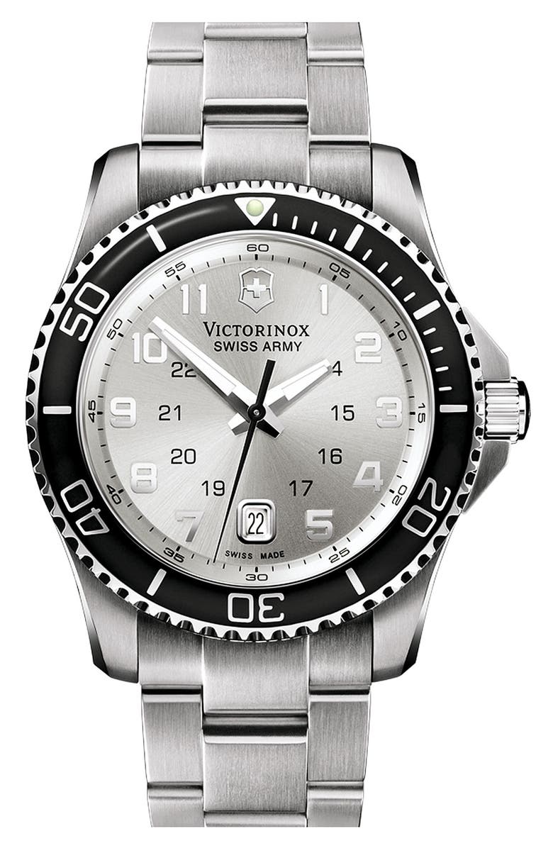 Victorinox Swiss Army<sup>®</sup> 'Maverick GS' Stainless Steel Watch, 43mm, Main, color,