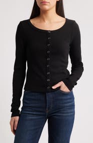 Re/Done Scoop Neck Cotton Cardigan