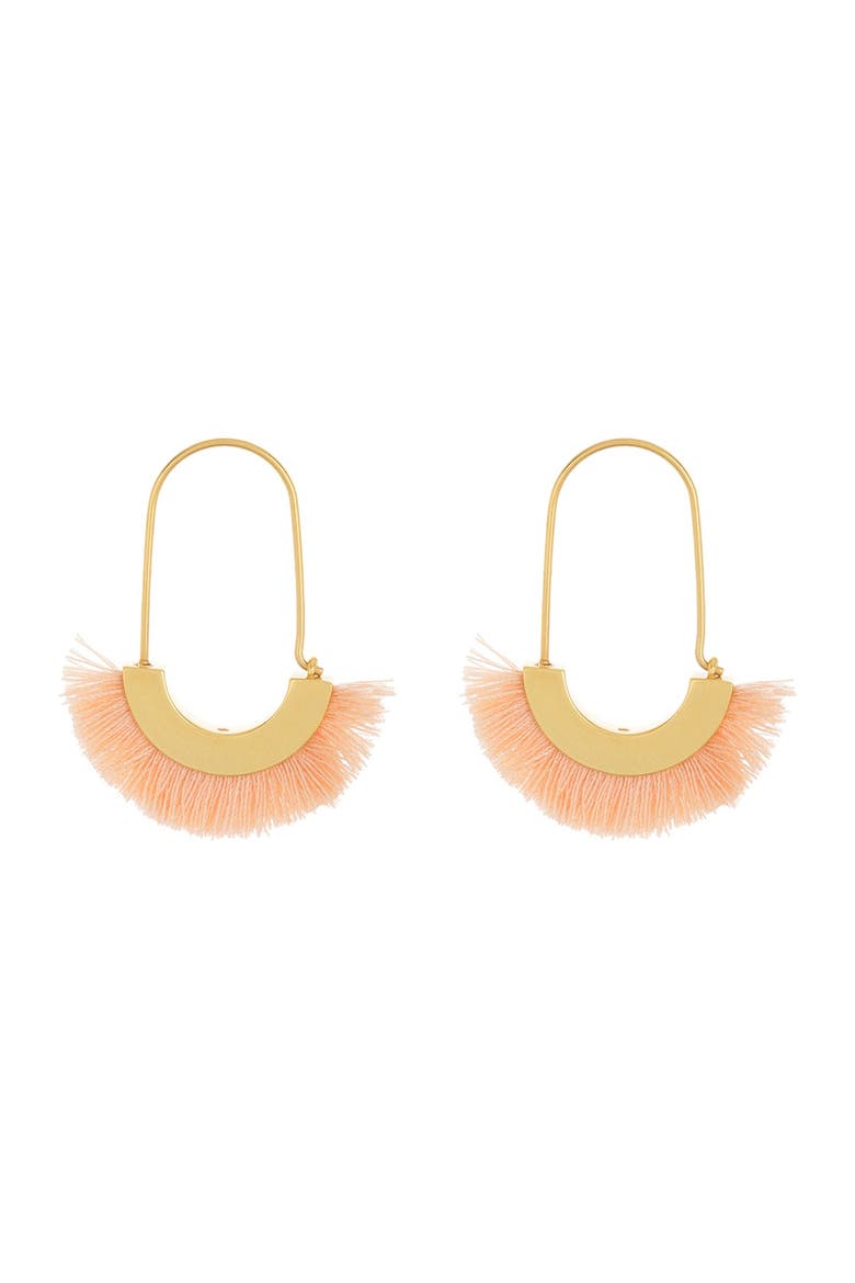 Arc Wire Fringe Earrings, Main, color, PEACH CREAM