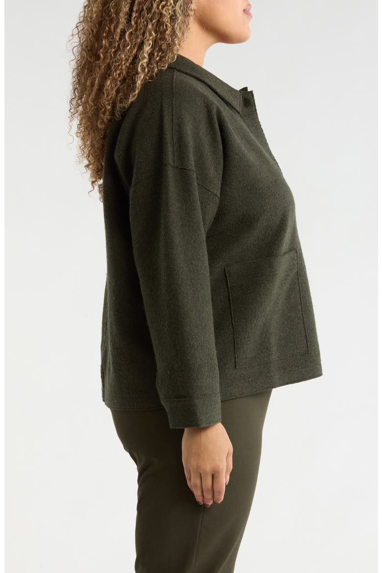 Classic Collar Boiled Wool Jacket, Alternate, color, WOODLAND