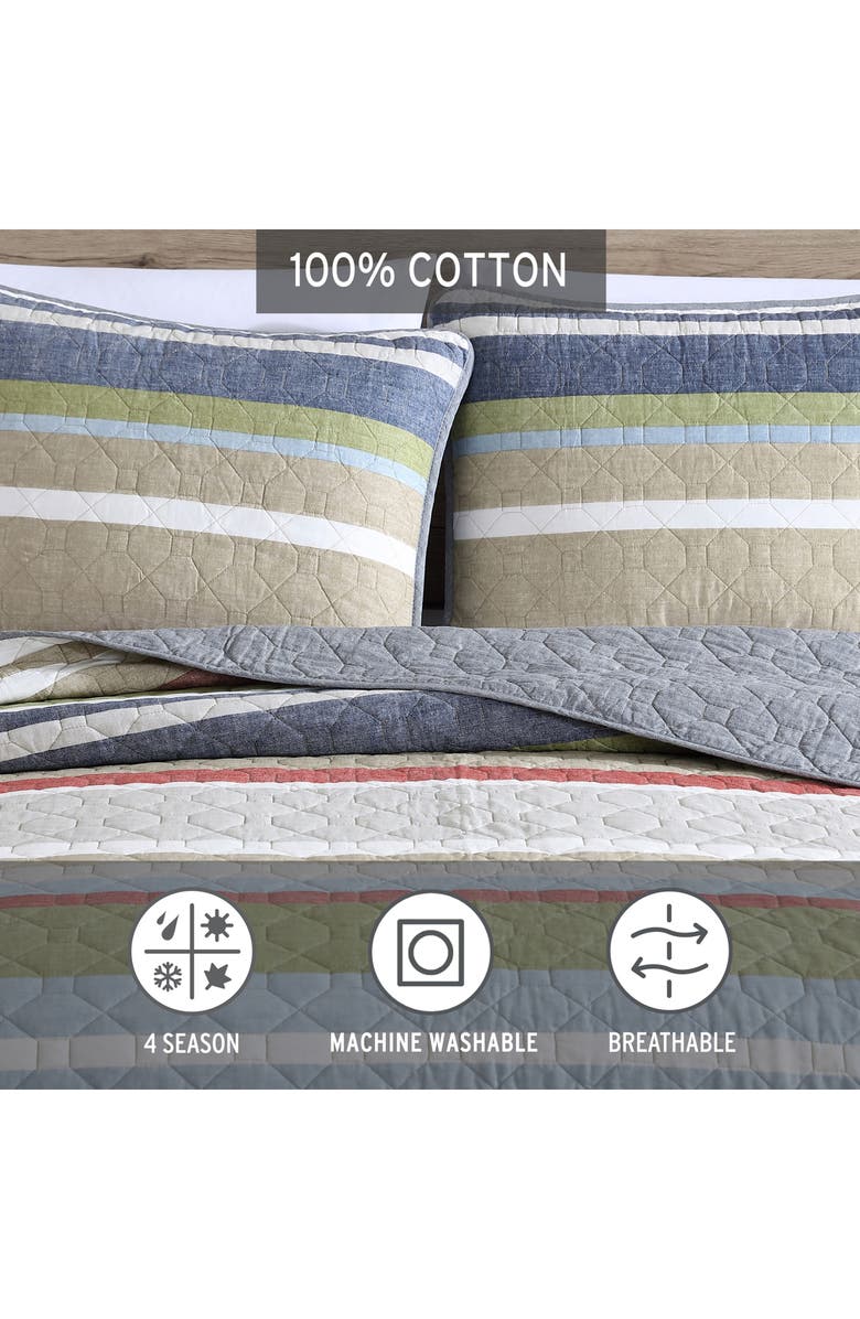 Eddie Bauer Salmon Ladder Cotton Quilt 3-Piece Set, Alternate, color, Blue/ Green Multi