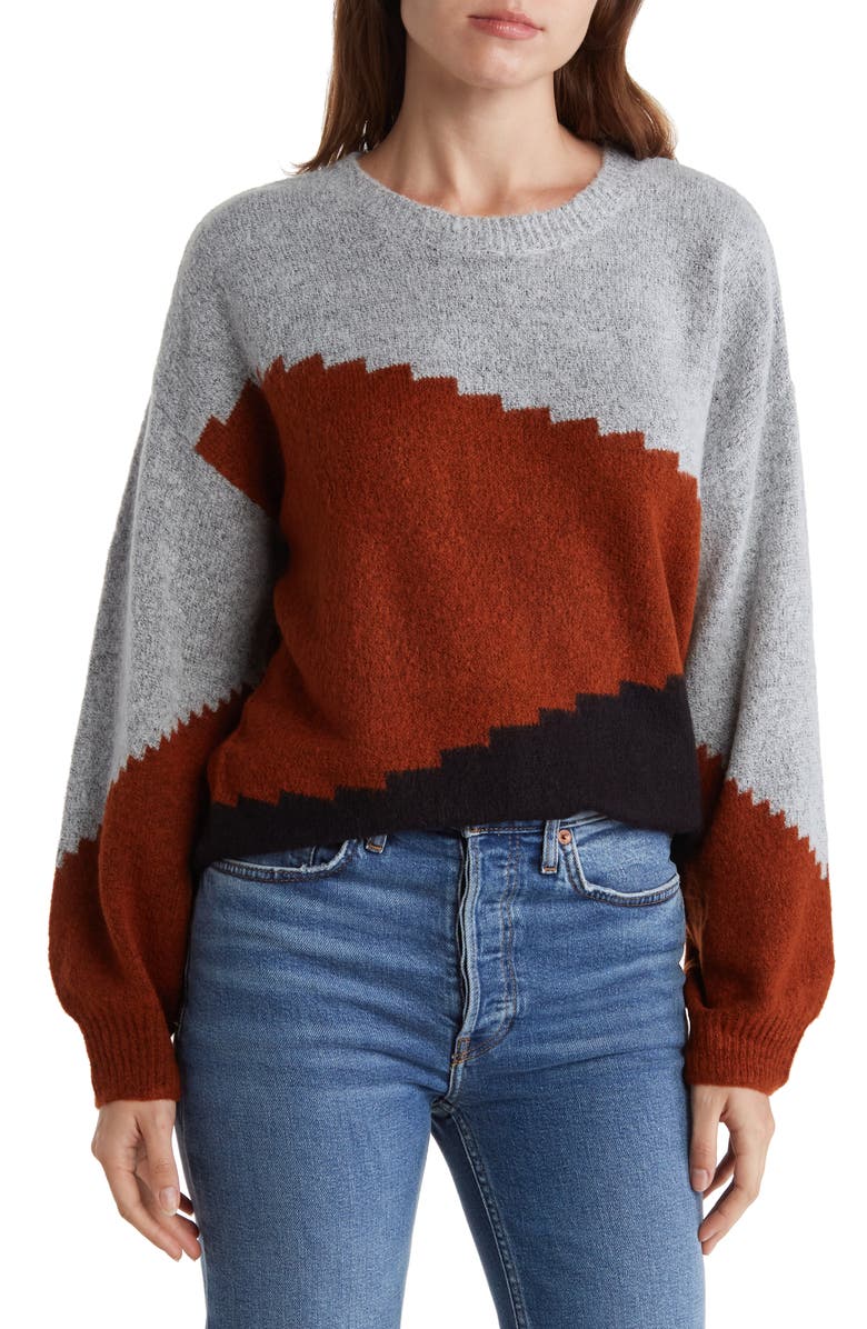 Blu Pepper Etched Colorblock Sweater, Main, color,