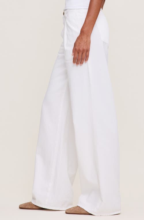 Dl1961 Isabel Pleated Mid Rise Wide Leg Cotton & Linen Jeans In White Vintage