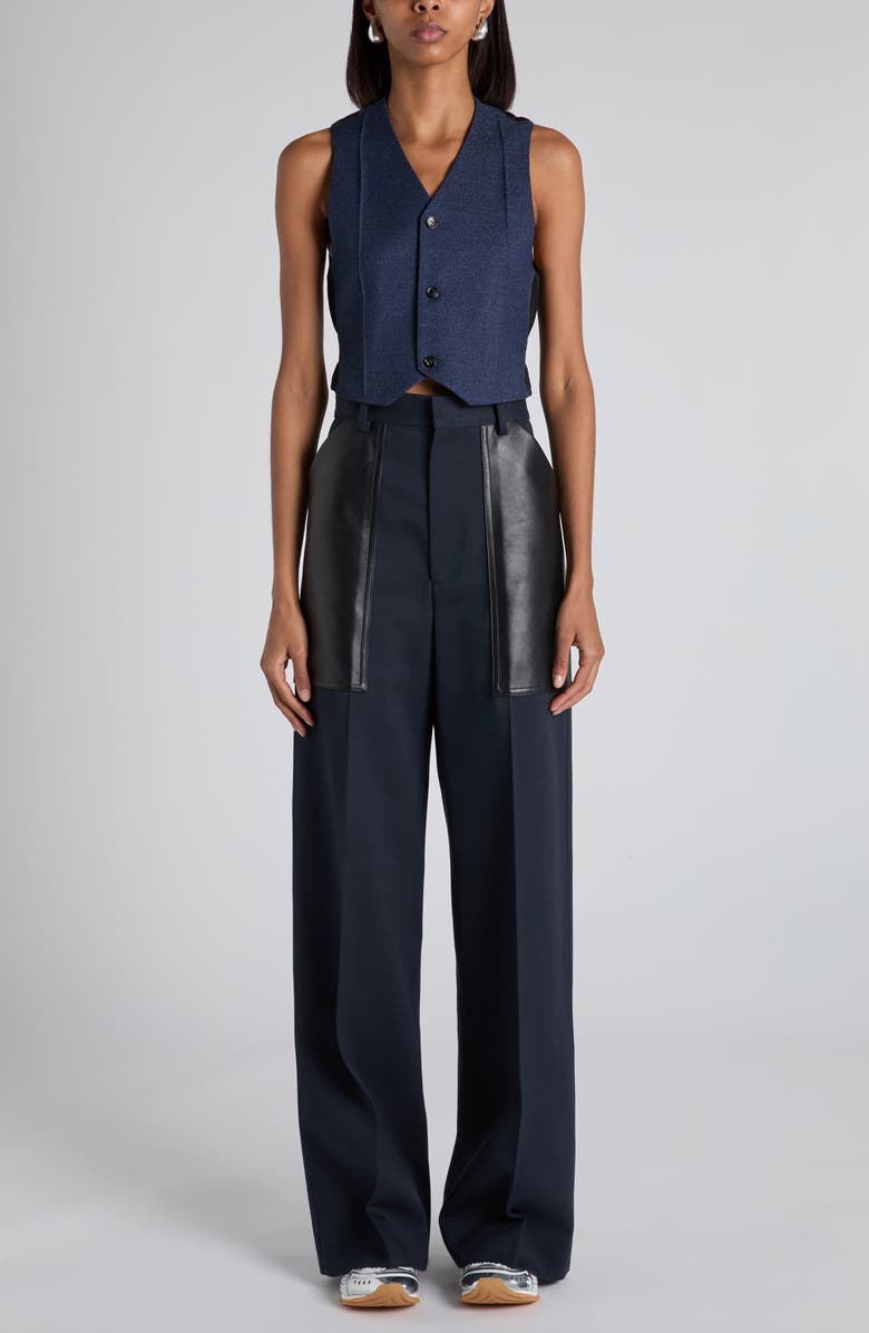 Bottega Veneta Denim Effect Mélange Wool Drill Vest, Alternate, color, 