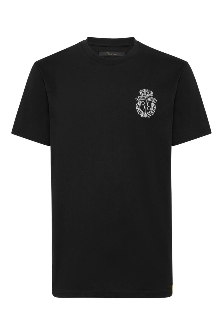 T-Shirt Round Neck Crest Men, Main, color, black