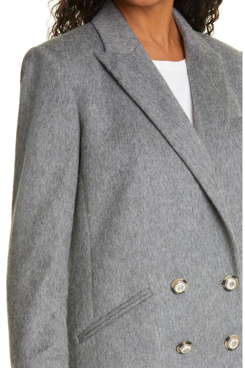 Oria Dickey Wool Blend Double Breasted Blazer, Alternate, color, HEATHER GREY