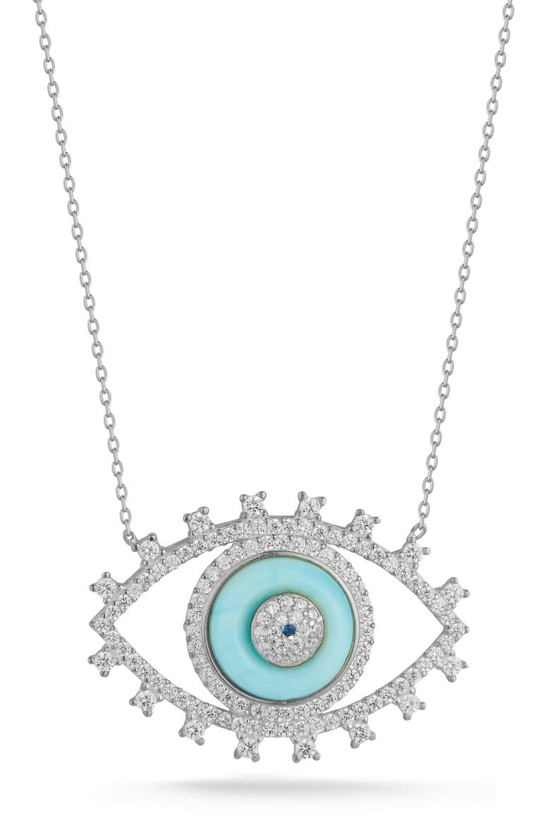 Evil Eye Pendant Necklace, Main, color, SILVER