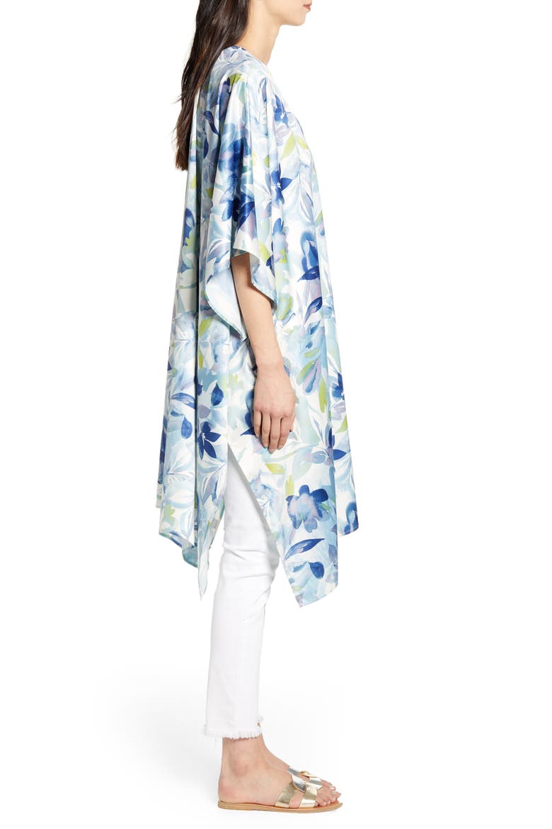 Printed Duster, Alternate, color, BLUE SUN FLORAL PRINT