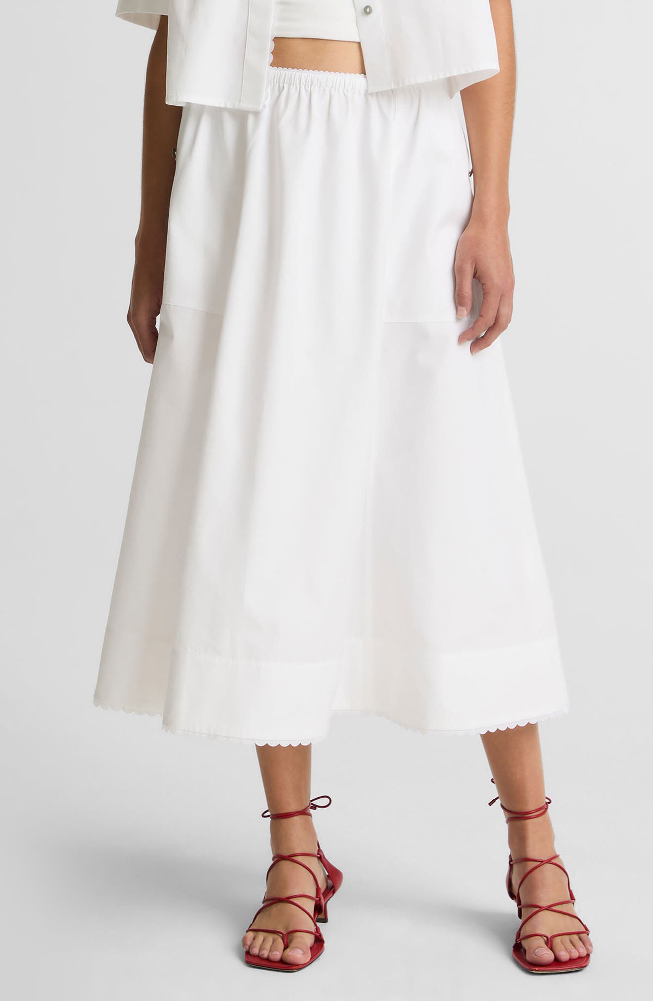 Scalloped Cotton Maxi Skirt