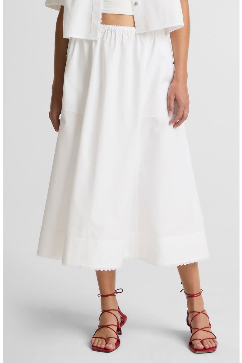 Scalloped Cotton Maxi Skirt, Main, color, OPTIC WHITE