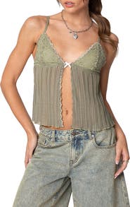 EDIKTED Pintuck Lace Camisole