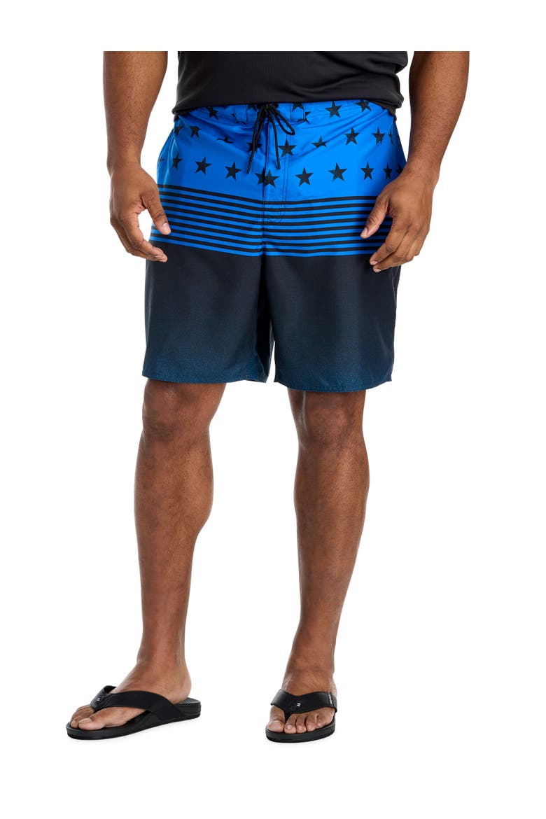 Big & Tall Patriotic Board Shorts, Main, color, BLUE MULTI