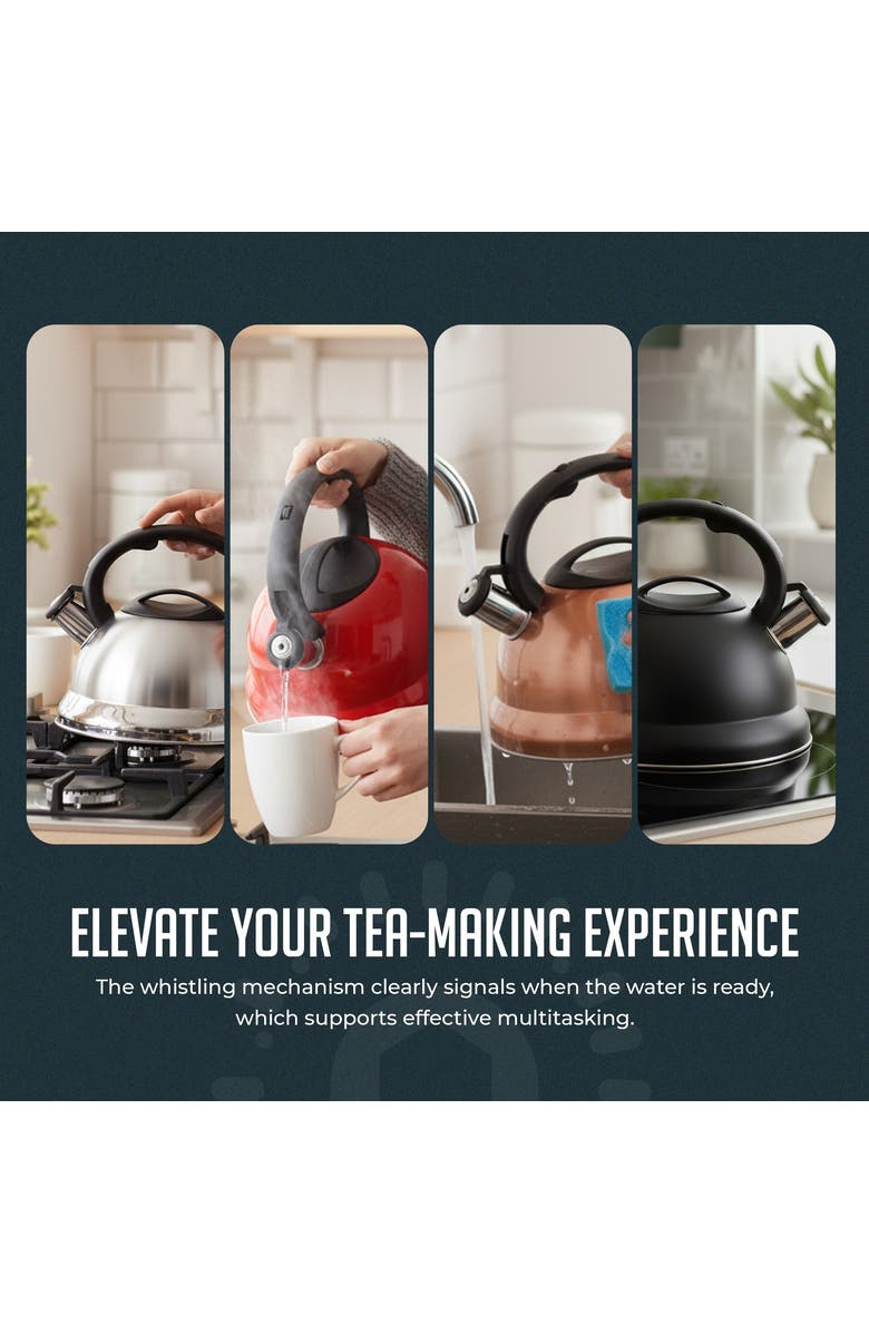 Luminuxe 3 Qt Heavy Duty Stainless Steel Whistling Tea Kettle, Stay Cool Handle & Knob, Alternate, color, Copper