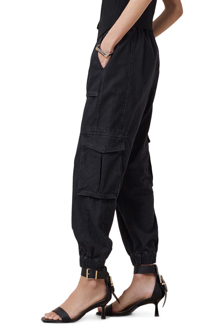 Freda Taper Cargo Jeans, Alternate, color, BLACK