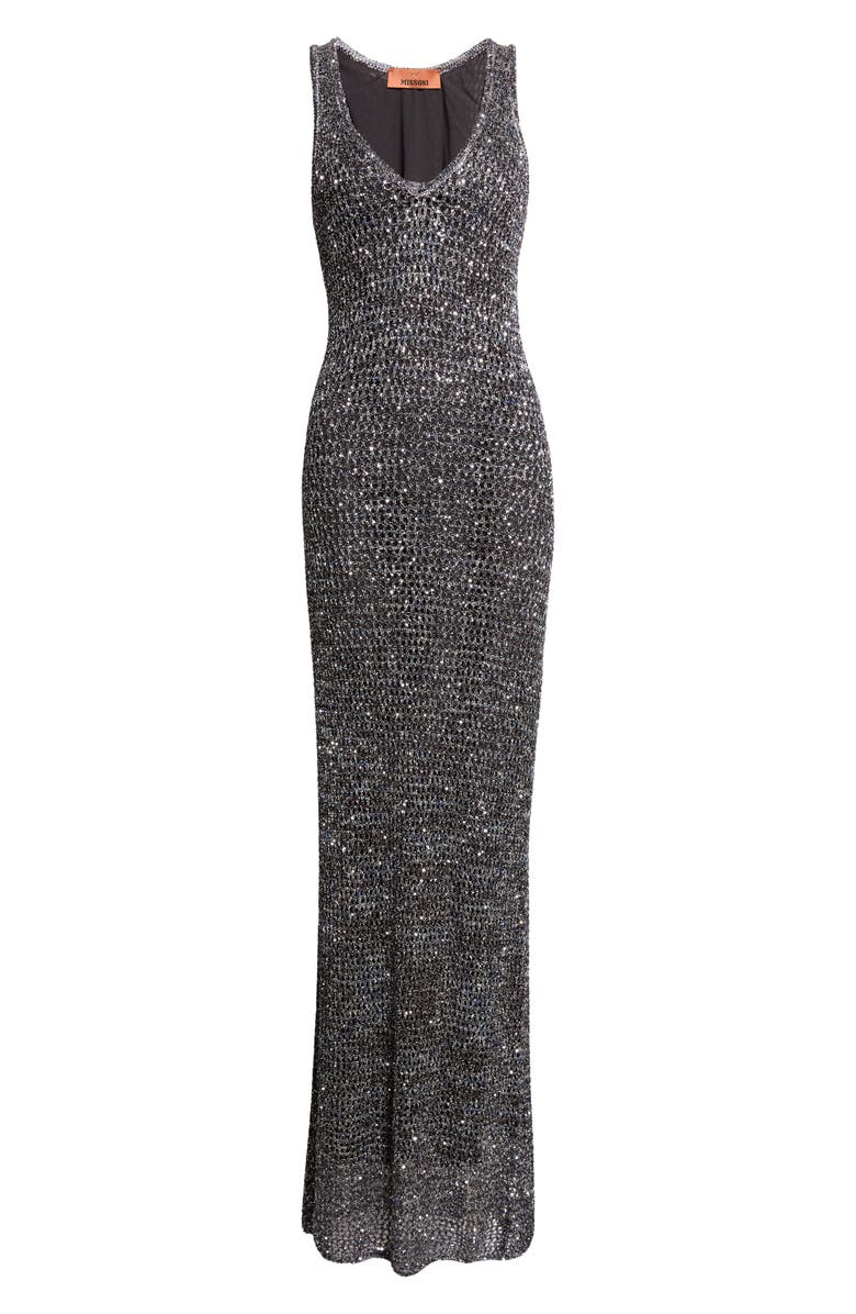 Missoni Metallic Sequin Gown, Main, color, Black Base With Blue