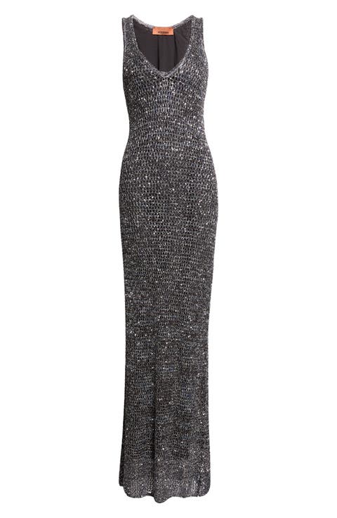 Metallic Sequin Gown