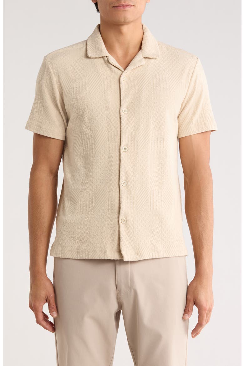 Relaxed Fit Textured Camp Shirt, Main, color, SAND