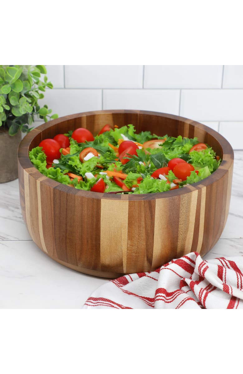 Megachef 10.5 Inch Large Acacia Wood Salad Bowl, Alternate, color, Acacia