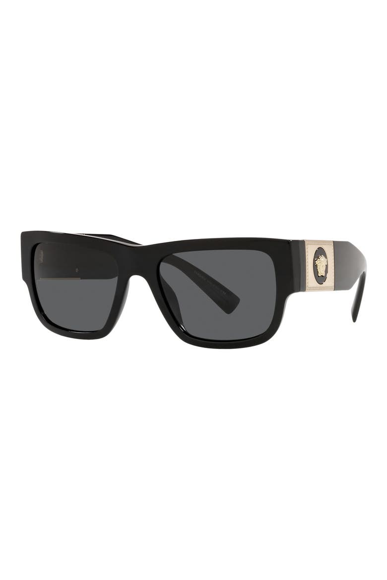 56mm Rectangle Sunglasses, Alternate, color, BLACK/ DARK GREY