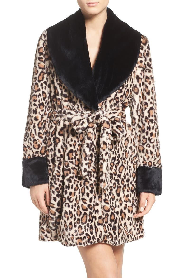 Glamour Short Robe, Main, color, NATURAL LEOPARD