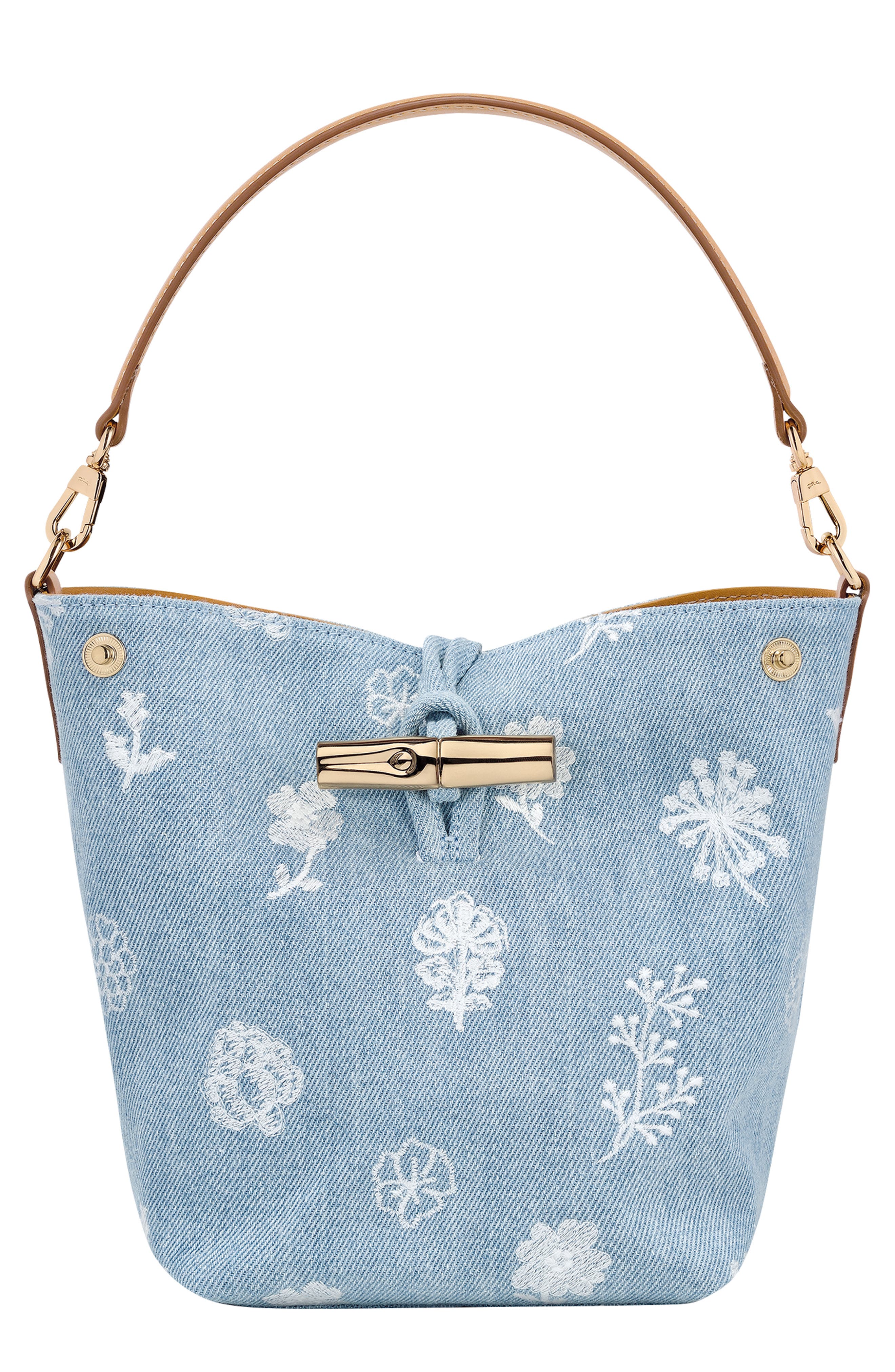 Longchamp Extra Small Le Roseau Denim Bucket Bag, Main, color, 