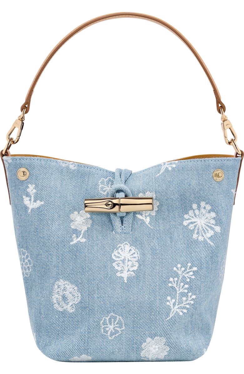 Longchamp Extra Small Le Roseau Denim Bucket Bag, Main, color,
