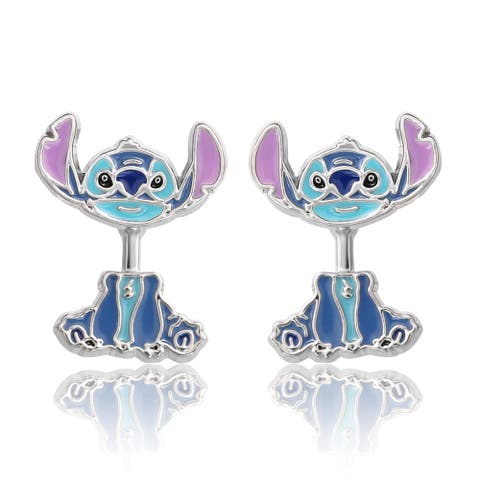 Blue Enamel Stitch Stud Earrings