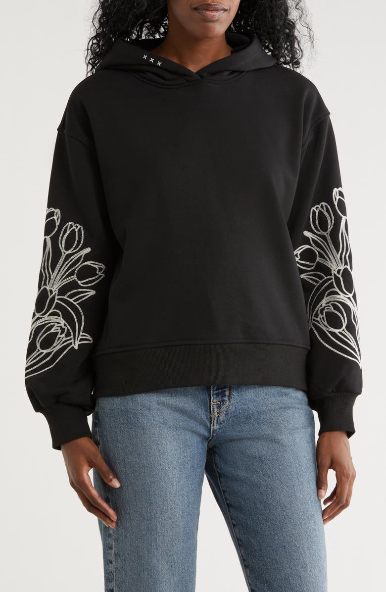 Scotch & Soda Embroidered Hooded Sweatshirt, Main, color, 