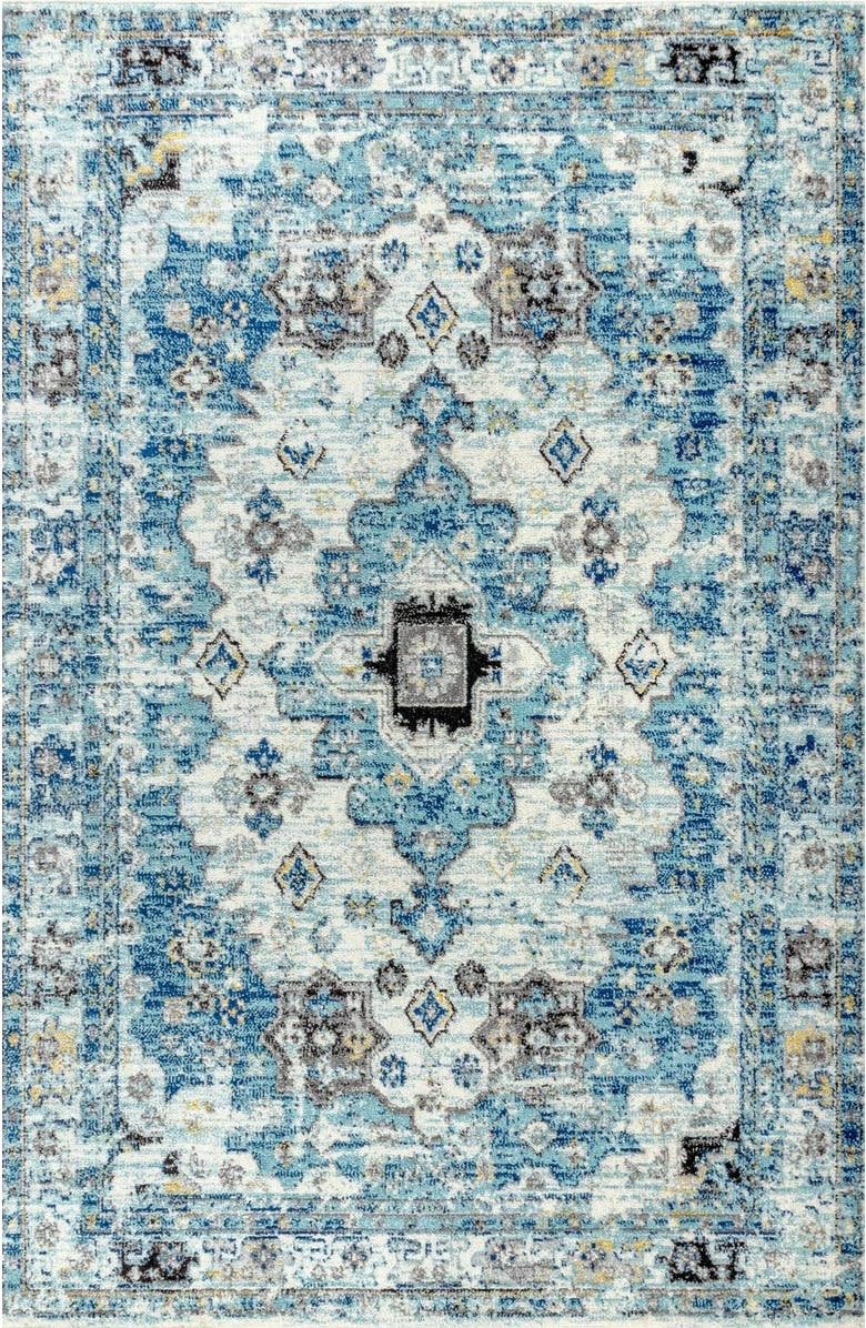 JONATHAN Y Modern Persian Boho Vintage Medallion Area Rug, Alternate, color, Cream/Blue