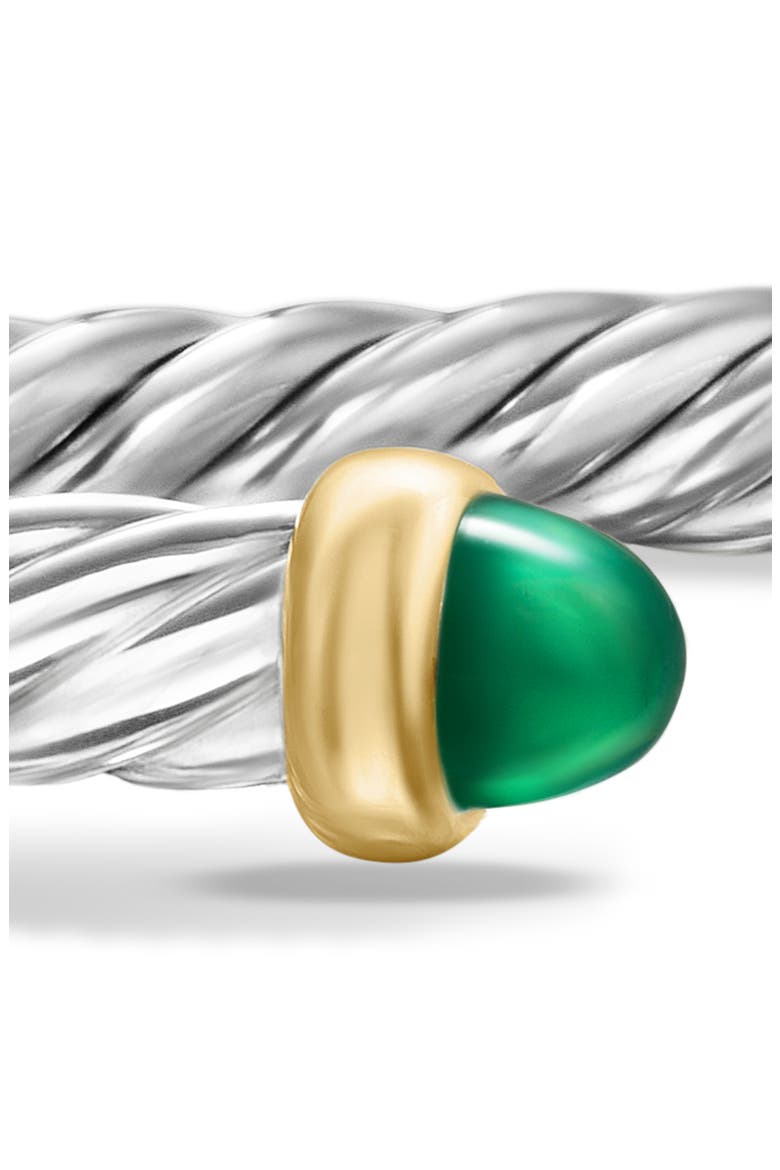 Cable Flex Bracelet in Sterling Silver with 14K Yellow Gold, 4mm, Alternate, color, SILVER/ GOLD/ GREEN ONYX
