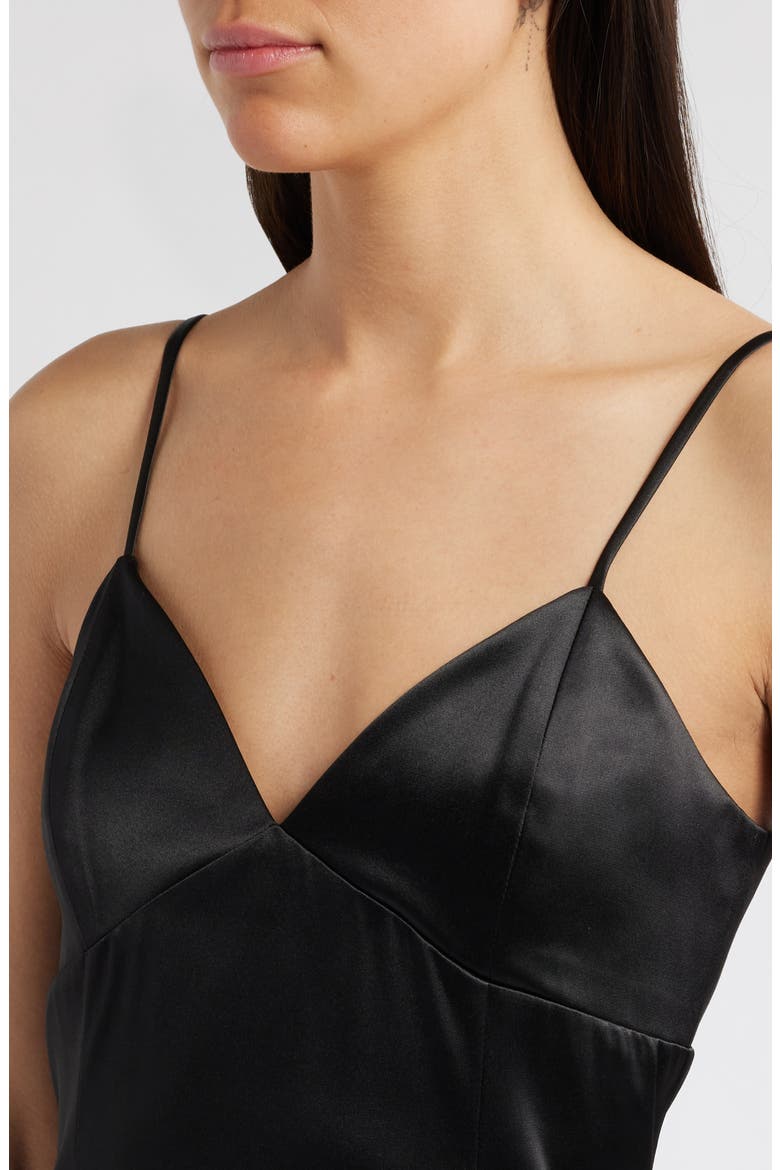 The Elodie Empire Waist Satin Gown, Alternate, color, BLACK